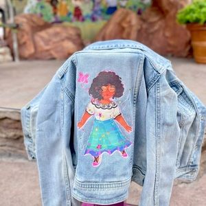Disney Encanto Mirabel Jean Wash Rhinestone Jacket Size 8 Girls